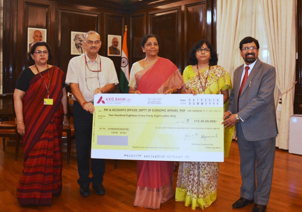 एसपीएमसीआईएल ने वित्त वर्ष 2018-19 के लिए भारत सरकार को 218.48 करोड़ रुपये का लाभांश दिया