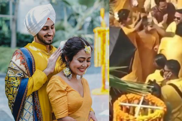 नेहा कक्कर की हल्दी और मेहंदी सेरेमनी, येलो साड़ी में दिखा सिंगर का खूबसूरत अंदाज