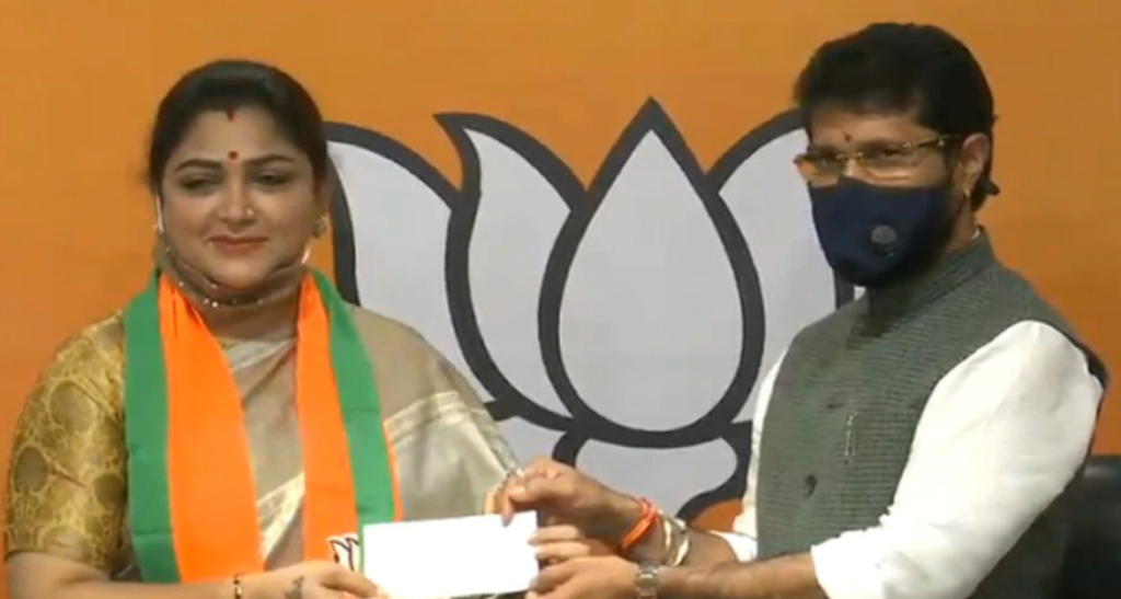 कांग्रेस से इस्तीफा से देकर BJP में शामिल हुईं खुशबू सुंदर