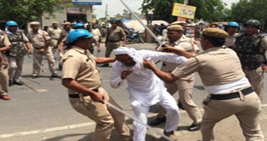 किसानो के खिलाफ आंसू गैस ,लाठी चार्ज, हरियाणा पुलिस आक्रामक