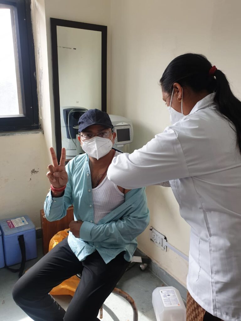 District Collector Dr. Ashish Kumar Srivastava on Thursday, in the new OPD complex of Doon Hospital, after the second dose of second Covid-19