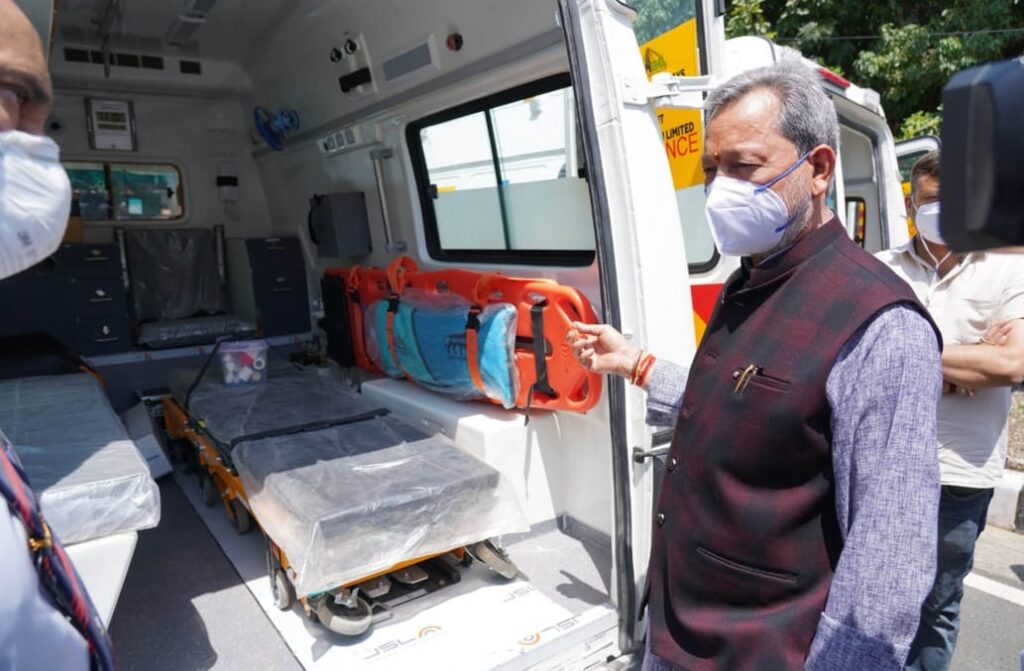 Chief Minister Mr. Tirath Singh Rawat dedicated two multi-use life support ambulances provided by the National Highway and Infrastructure