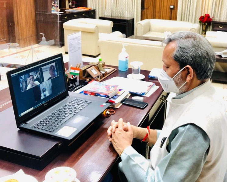 मुख्यमंत्री श्री तीरथ सिंह रावत ने हीरो मोटोकॉर्प ग्रुप और बालाजी एक्शन बिल्डवेल के पदाधिकारियों के साथ की बैठक गणेश Chief Minister Mr. Tirath Singh Rawat today held a virtual meeting with Mr. Pawan Munjal, the country's well-known industrialist and Managing Director of Hero Motocorp Group, for the purpose of cooperation to control the growing infection of Covid-19 in Uttarakhand.