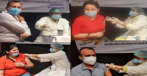 नोएडा में 8240 पत्रकारों और उनके परिजनों का हुआ वैक्सीवेशन Media workers have been made the Corona Vaccination Center in the Indira Gandhi Art Center Sector 6 in Gautam Budh Nagar. Noida District
