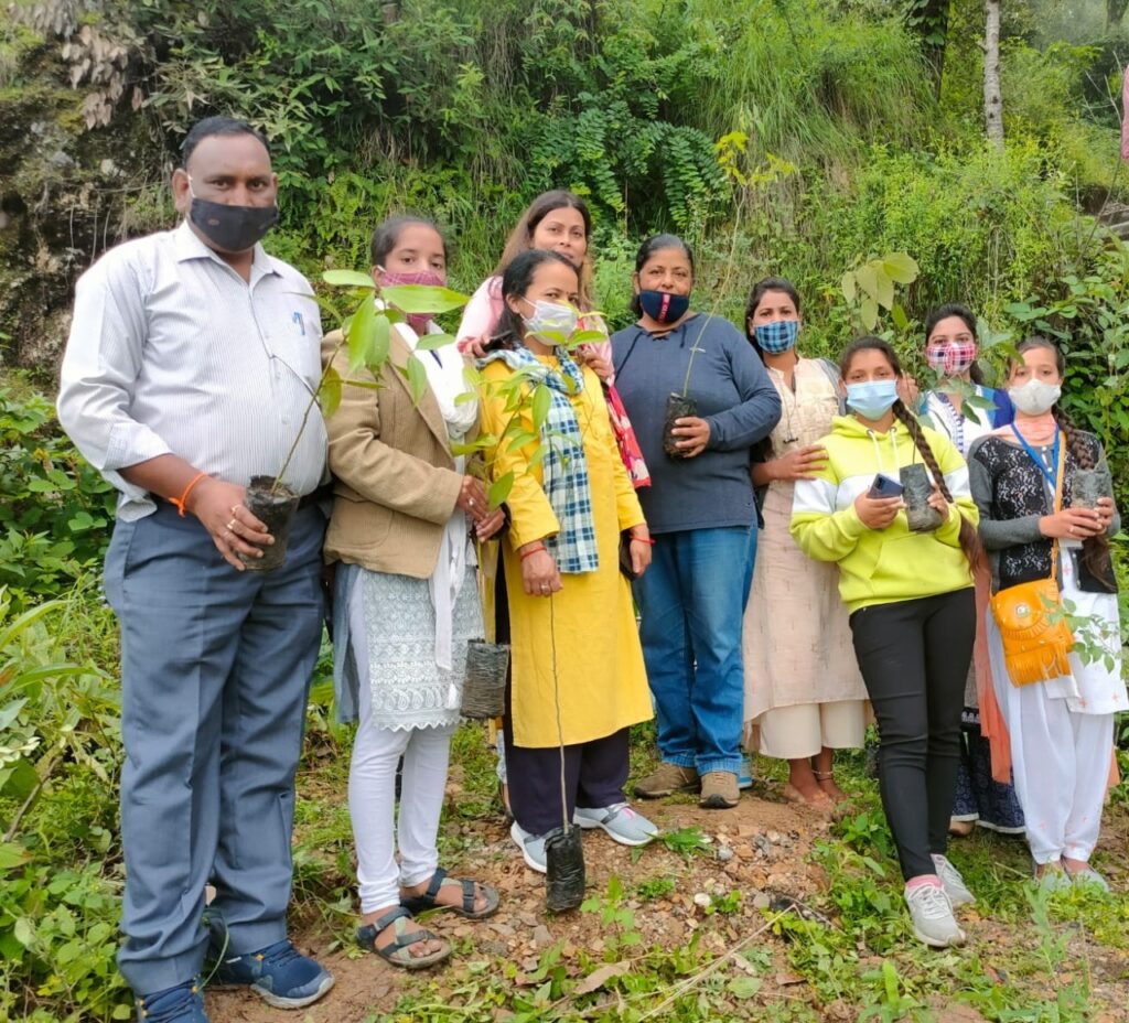 मसूरी में हरेला पर्व के दौरान डेढ़ घंटे में 1000 पौधारोपण Harela festival was celebrated with the joint effort of Municipal Council Mussoorie, Forest Department Mussoorie, Kin, Hildari, Robust World.