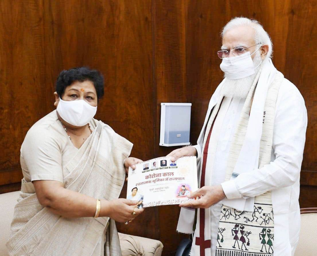 राज्यपाल अनसुईया उइके ने प्रधानमंत्री श्री मोदी से नक्सलवाद, पांचवी अनुसूची तथा अन्य विषयों पर की चर्चा
