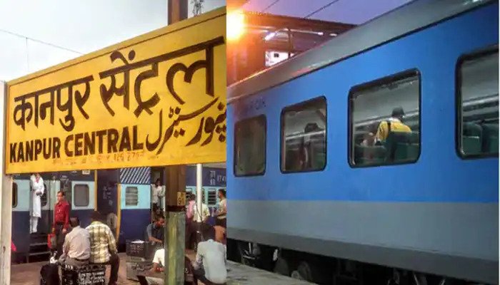 कानपुर रेलवे स्टेशन से पास मालगाड़ी के 24 डिब्बे पलटे, जानमाल को नही कोई नुकसान goods train overturned in the morning on the Delhi-Howrah rail route near Ambiyapur, about fifty km from Kanpur railway station.