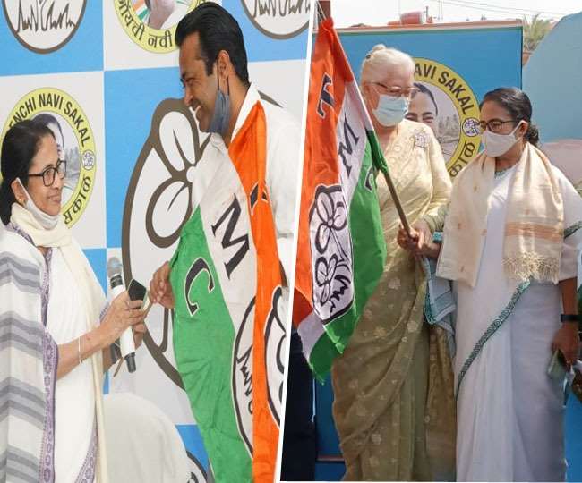 टीएमसी पार्टी में शामिल हुए टेनिस स्टार लिएंडर पेस व अभिनेत्री नफीसा अली Actress Nafisa Ali has joined the Trinamool Congress (TMC) in Goa in the presence of party chief and West Bengal Chief Minister Mamata