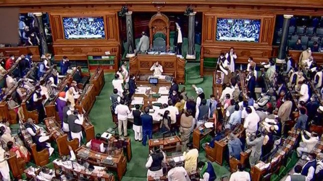 विपक्ष के विरोध के बीच लोकसभा दोपहर 2 बजे तक स्थगित The proceedings of the Lok Sabha were adjourned till 2 pm on Tuesday amid protests by the opposition on several issues.