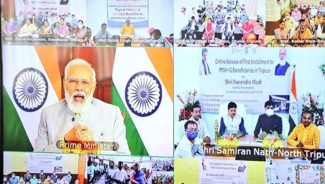 पीएम मोदी ने त्रिपुरा के 1.47 लाख से अधिक लाभार्थियों को पीएमएवाई-जी की पहली किस्त की हस्तांतरित