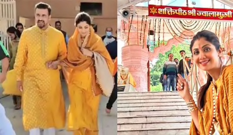 जेल से रिहा होने के बाद पहली बार पत्नि शिल्पा शेट्टी के साथ नजर आए राज कुंद्रा, शत्रुनाशिनी माँ बगलामुखी मंदिर में की पूजा- अर्चना Bollywood actress Shilpa Shetty is working fiercely these days and during this time the actress was spotted with husband Raj Kundra