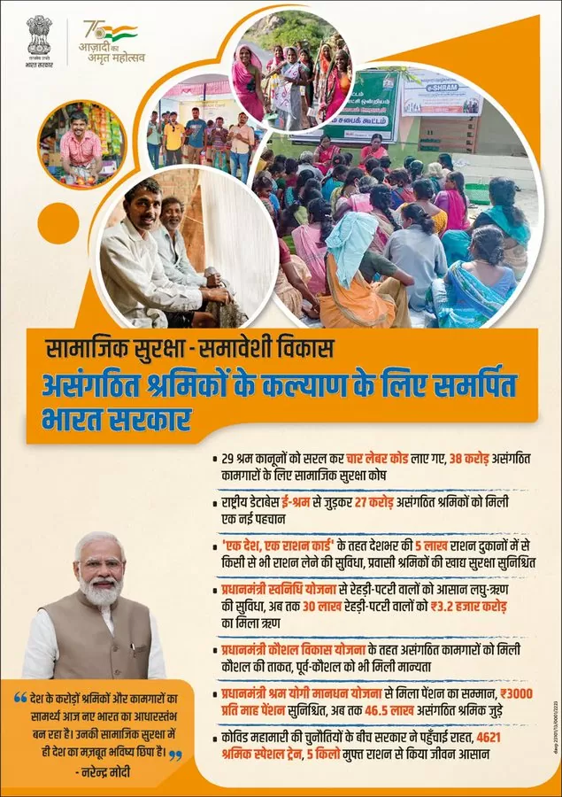 भारत सरकार असंगठित कामगारों के कल्याण के लिए प्रतिबद्ध है : प्रधानमंत्री नरेंद्र मोदी