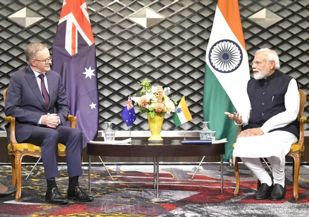 प्रधानमंत्री नरेन्द्र मोदी ने क्वाड नेताओं के शिखर सम्मेलन के मौके पर ऑस्ट्रेलिया के प्रधानमंत्री के साथ की बैठक