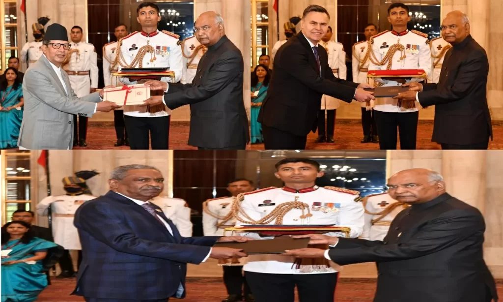 तीन देशों के राजनयिकों ने राष्ट्रपति राम नाथ कोविंद को प्रस्तुत किए अपने परिचय पत्र