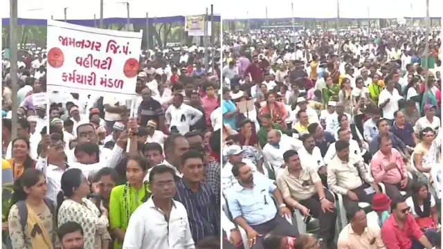 गुजरातः पुरानी पेंशन को लेकर बड़ी संख्या में सड़कों पर उतरे सरकारी कर्मचारी