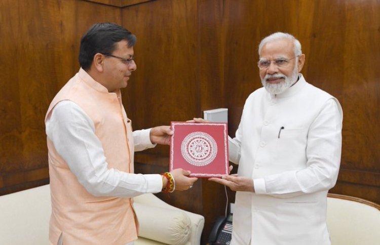उत्तराखंड के मुख्यमंत्री धामी ने पीएम मोदी से की मुलाकात, जीएसटी मुआवजे की अवधि बढ़ाने के लिए की मांग