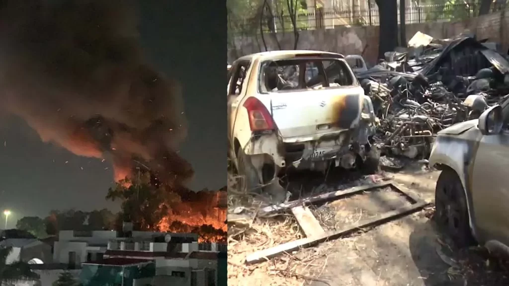 जम्मू-कश्मीर के सतवारी पुलिस स्टेशन में लगी भीषण आग, 7 कारें जलकर राख