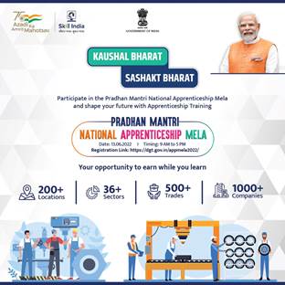 देशभर के 200 स्थानों पर 13 जून को प्रधानमंत्री राष्ट्रीय प्रशिक्षु मेले का आयोजन