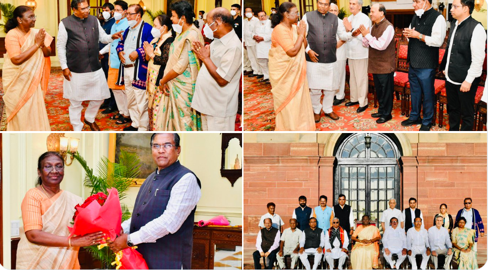 इस्पात मंत्री फग्गन सिंह के नेतृत्व में अखिल भारतीय आदिवासी विकास परिषद के एक प्रतिनिधिमंडल ने राष्ट्रपति मुर्मू से की मुलाकात