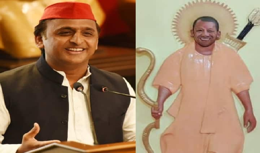 अयोध्या में बना सीएम योगी आदित्यनाथ का मंदिर, अखिलेश यादव ने जमीन पर कब्जा करने का लगाया आरोप