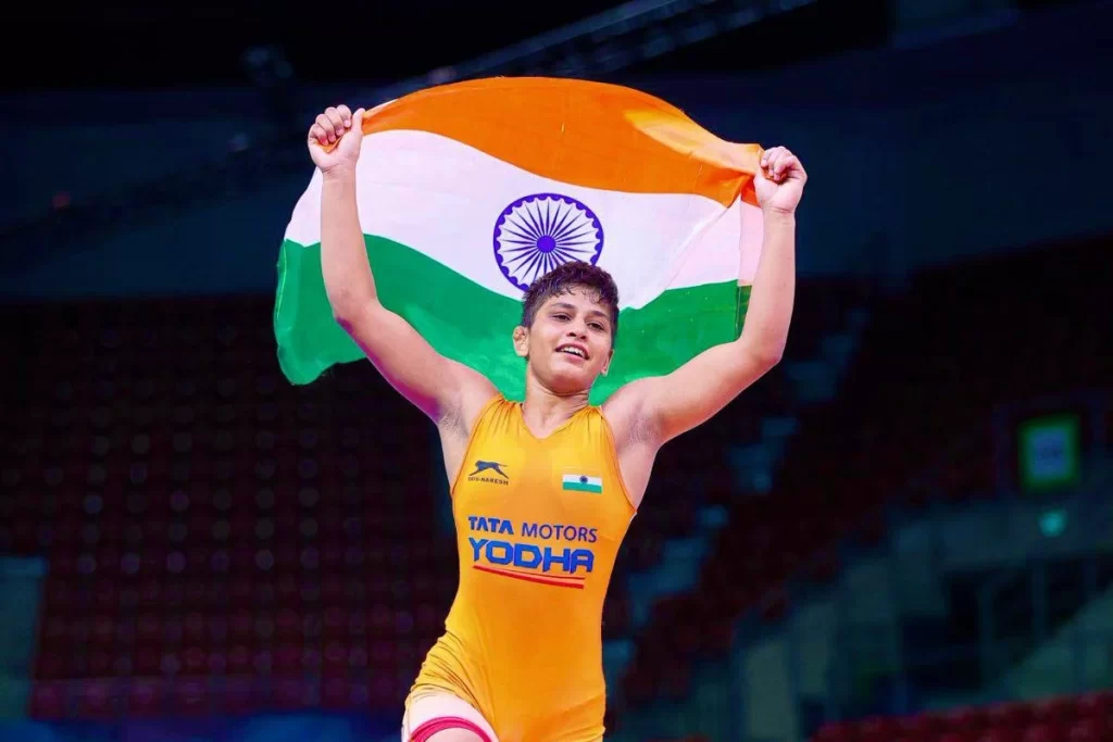 राष्ट्रीय खेल 2022 में अंडर-20 कुश्ती प्रतियोगिता के 53 किलोग्राम वर्ग में अंतिम पंघाल ने जीता स्वर्ण पदक