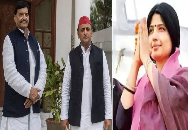 पत्नी डिंपल के साथ अखिलेश यादव ने चाचा शिवपाल से की मुलाकात