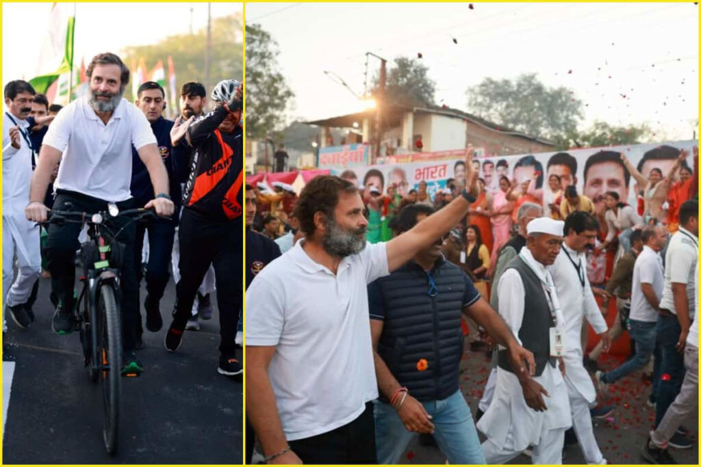 इंदौर से उज्जैन की ओर बढ़ी भारत जोड़ो यात्रा, राहुल गांधी ने की साइकिल की सवारी