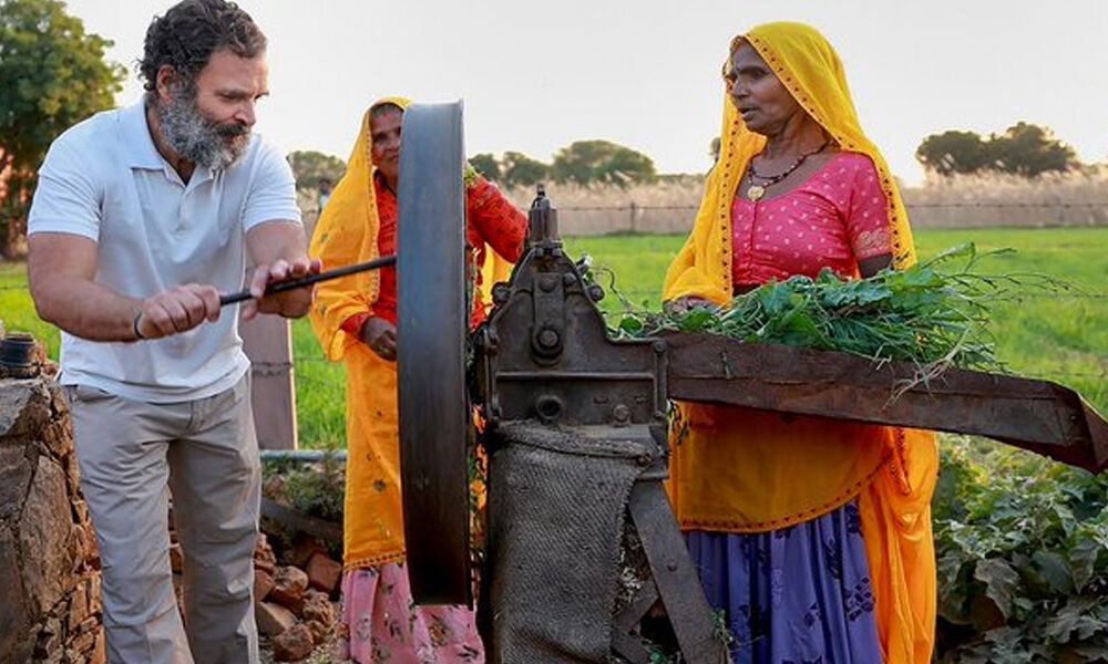 ‘भारत जोड़ो यात्रा’: राजस्थान के दौसा जिले में पहुंचे राहुल गांधी, चलाई चारा काटने की मशीन