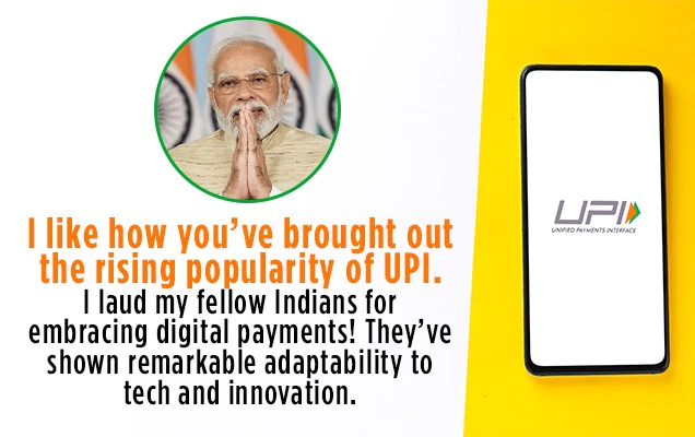 पीएम मोदी ने डिजिटल भुगतान को अपनाने के लिए देशवासियों की सराहना की
