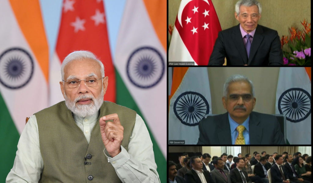 प्रधानमंत्री नरेन्द्र मोदी और सिंगापुर के प्रधानमंत्री ली सिएन लूंग ने भारत और सिंगापुर के बीच यूपीआई-पेनॉउ लिंकेज के वर्चुअल माध्यम से हुए शुभारंभ कार्यक्रम में भाग लिया