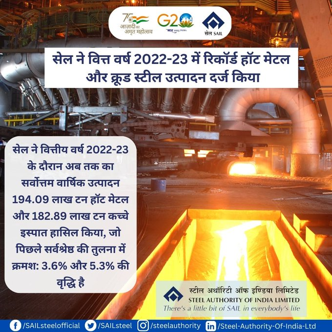 प्रधानमंत्री ने 2022-23 में रिकॉर्ड उत्पादन के लिए सेल को बधाई दी
