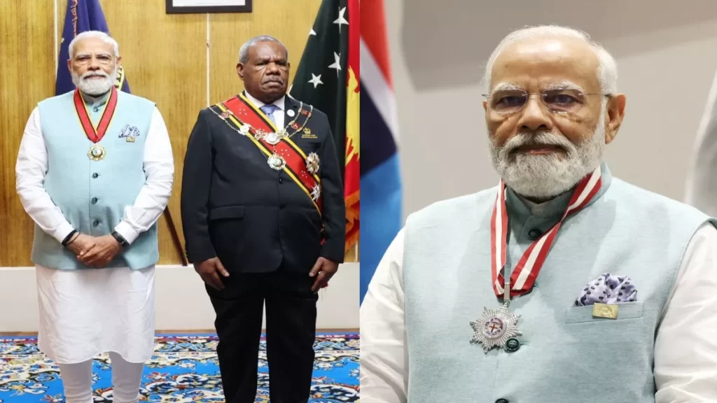 प्रधानमंत्री नरेन्द्र मोदी पापुआ न्यू गिनी के सर्वोच्च नागरिक सम्मान से सम्मानित