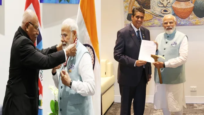 प्रधानमंत्री मोदी ने फिजी गणराज्य के प्रधानमंत्री के साथ की बैठक