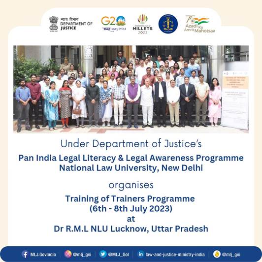 नेशनल लॉ यूनिवर्सिटी, लखनऊ में प्रशिक्षकों का प्रशिक्षण कार्यक्रम आयोजित