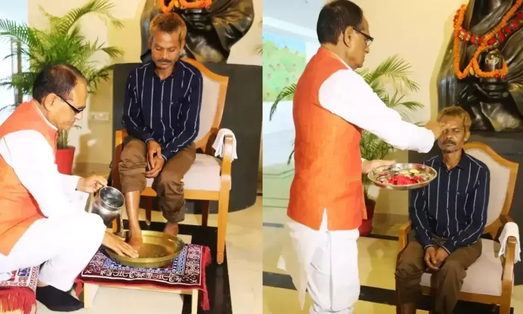 पेशाब कांड के पीड़ित से मिले सीएम शिवराज, पैर धोकर और लगाया लगाया और मांगी माफी…बनाया अपना मित्र