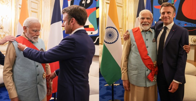 प्रधानमंत्री मोदी को फ्रांस के सर्वोच्च पुरस्कार से किया गया सम्मानित