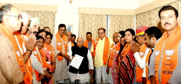 राजस्थान में महिलाओं पर बढ़ते अपराध को लेकर भाजपा ने राज्यपाल को सौंपा ज्ञापन