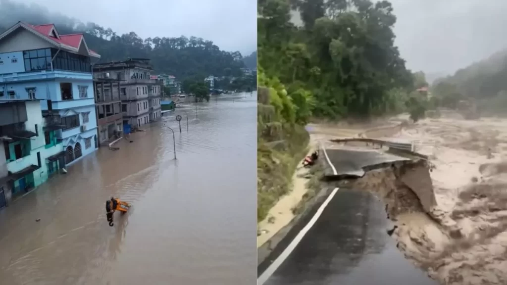 सिक्किम में बादल फटने से मची तबाही, 14लोगों की मौत, सैकड़ों लापता