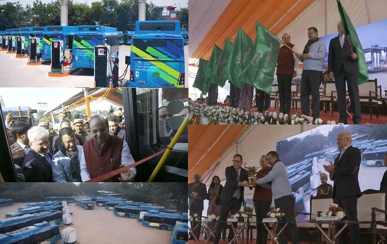 दिल्लीवासियों को सीएम केजरीवाल और उपराज्यपाल विनय कुमार सक्सेना ने 500 इलेक्ट्रिक बसों की दी सौगात