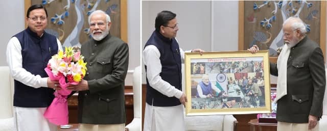 उत्तराखंड के मुख्यमंत्री पुष्कर सिंह धामी ने प्रधानमंत्री मोदी से की मुलाकात
