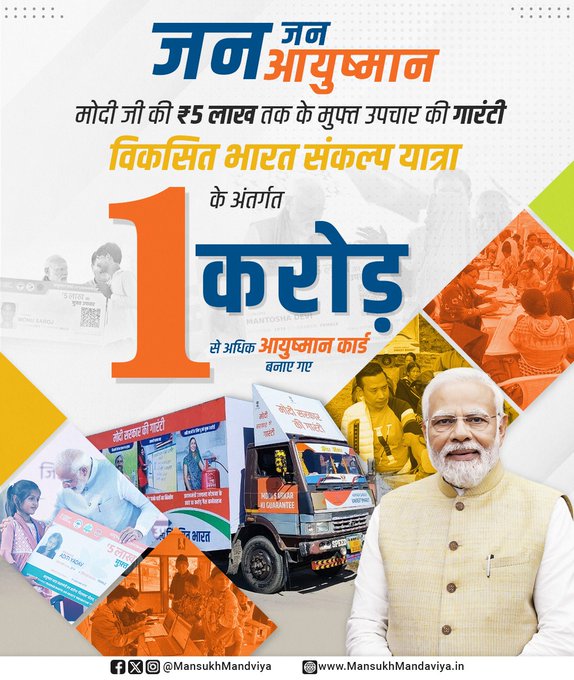 विकसित भारत संकल्प यात्रा के दौरान 1 करोड़ से अधिक आयुष्मान कार्ड बनाए गए More than 1 crore Ayushman cards made during Vikas Bharat Sankalp Yatra