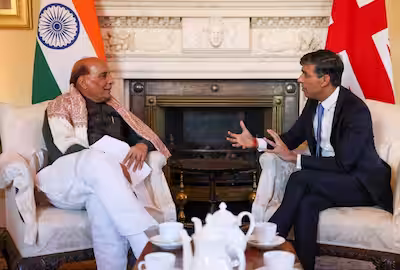 “भारत सहयोग, सह-निर्माण और सह-नवप्रवर्तन के लिए ब्रिटेन के साथ एक समृद्ध साझेदारी की कल्पना करता है”: राजनाथ सिंह