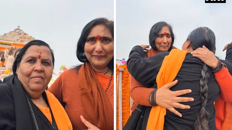 भव्य राम मंदिर को अपनी आंखों के सामने देख उमा भारती और साध्वी ऋतंभरा नहीं रोक पाईं आंसू , गले लगकर खूब रोईं