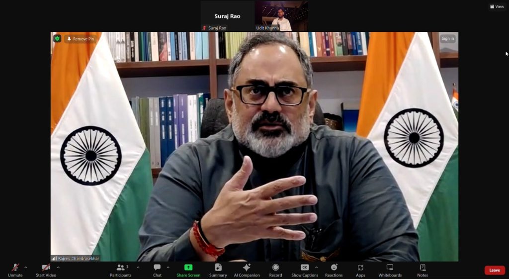 “विनियमन की रूपरेखा बनाने के लिए हमारा दृष्टिकोण खुला, पारदर्शी और परामर्शात्मक रहा है, जबकि पिछली सरकारें कुछ सबसे बड़े घोटालों में लिप्त थीं”: राज्य मंत्री राजीव चन्द्रशेखर