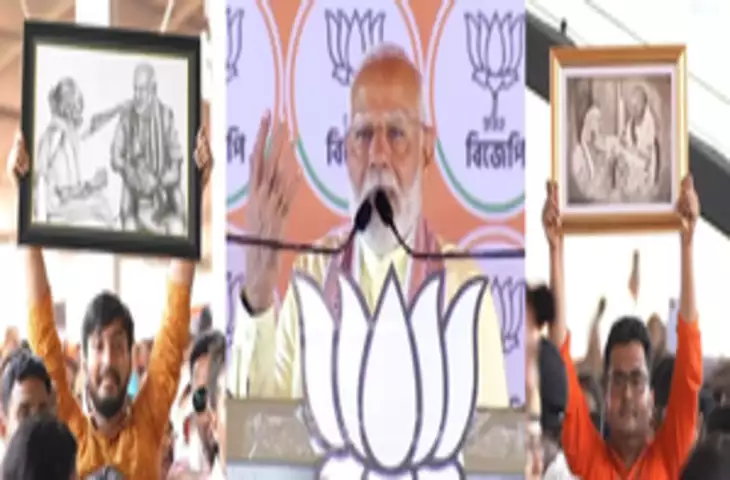 पश्चिम बंगाल रैली में पीएम मोदी ने मां हीराबेन की पेंटिंग बनाकर लाए शख्स से कही ये बात