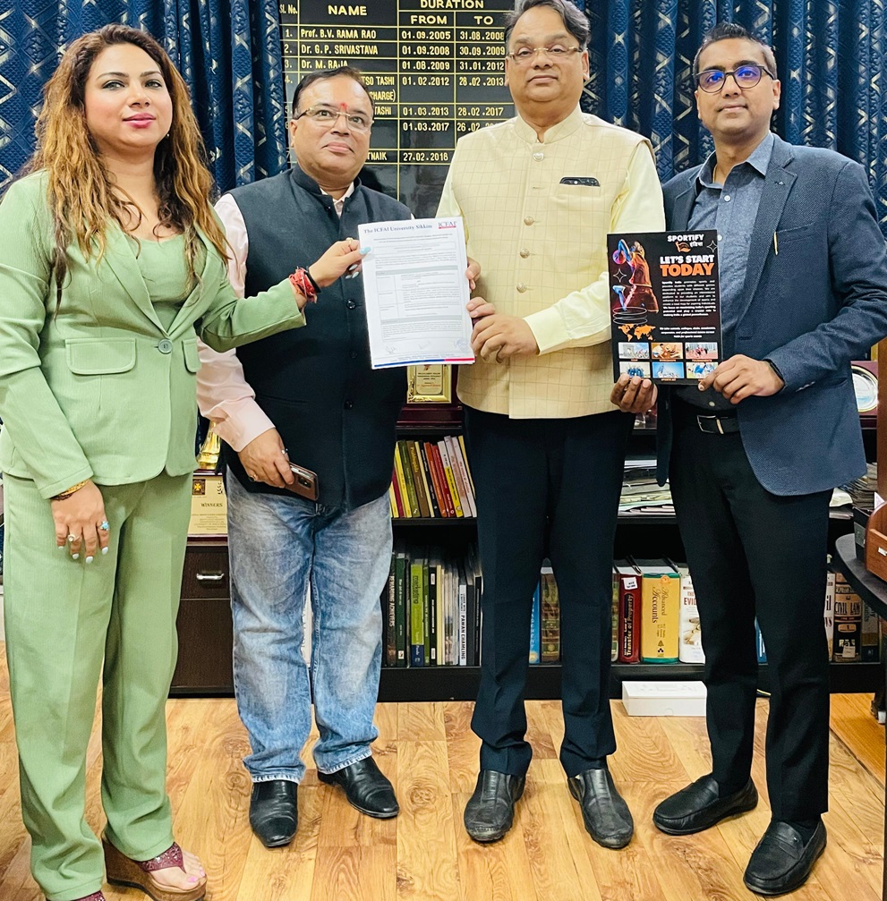 स्पोर्टीफाई लैब्स प्राइवेट लिमिटेड, आईसीएफएआई यूनिवर्सिटी और समग्र कम्युनिकेशंस प्राइवेट लिमिटेड ने विश्व स्तरीय खेल अकादमी स्थापित करने के लिए समझौता ज्ञापन पर हस्ताक्षर करने के लिए की घोषणा