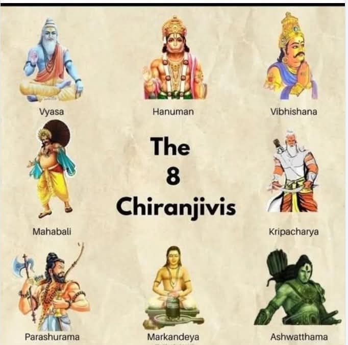 आठ चिरंजीवी, या अमर (चिरकाल तक जीवित), हिंदू पौराणिक कथाओं में निम्नलिखित हैं: