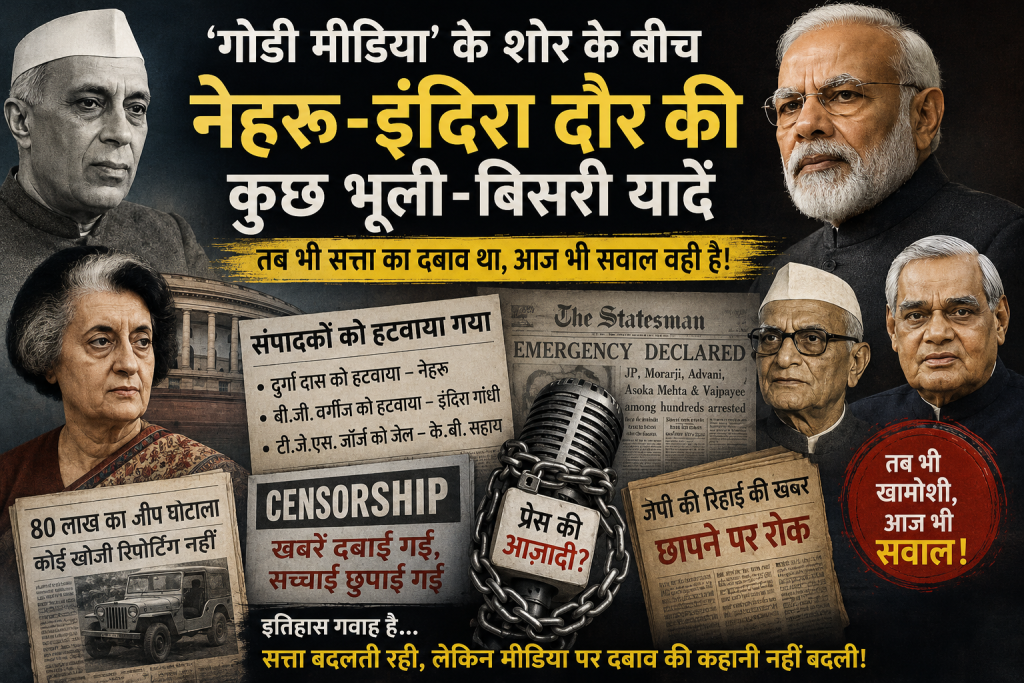 गोदी मीडिया’ के मौजूदा शोर के बीच नेहरू-इंदिरा दौर की कुछ भूली- बिसरी यादें